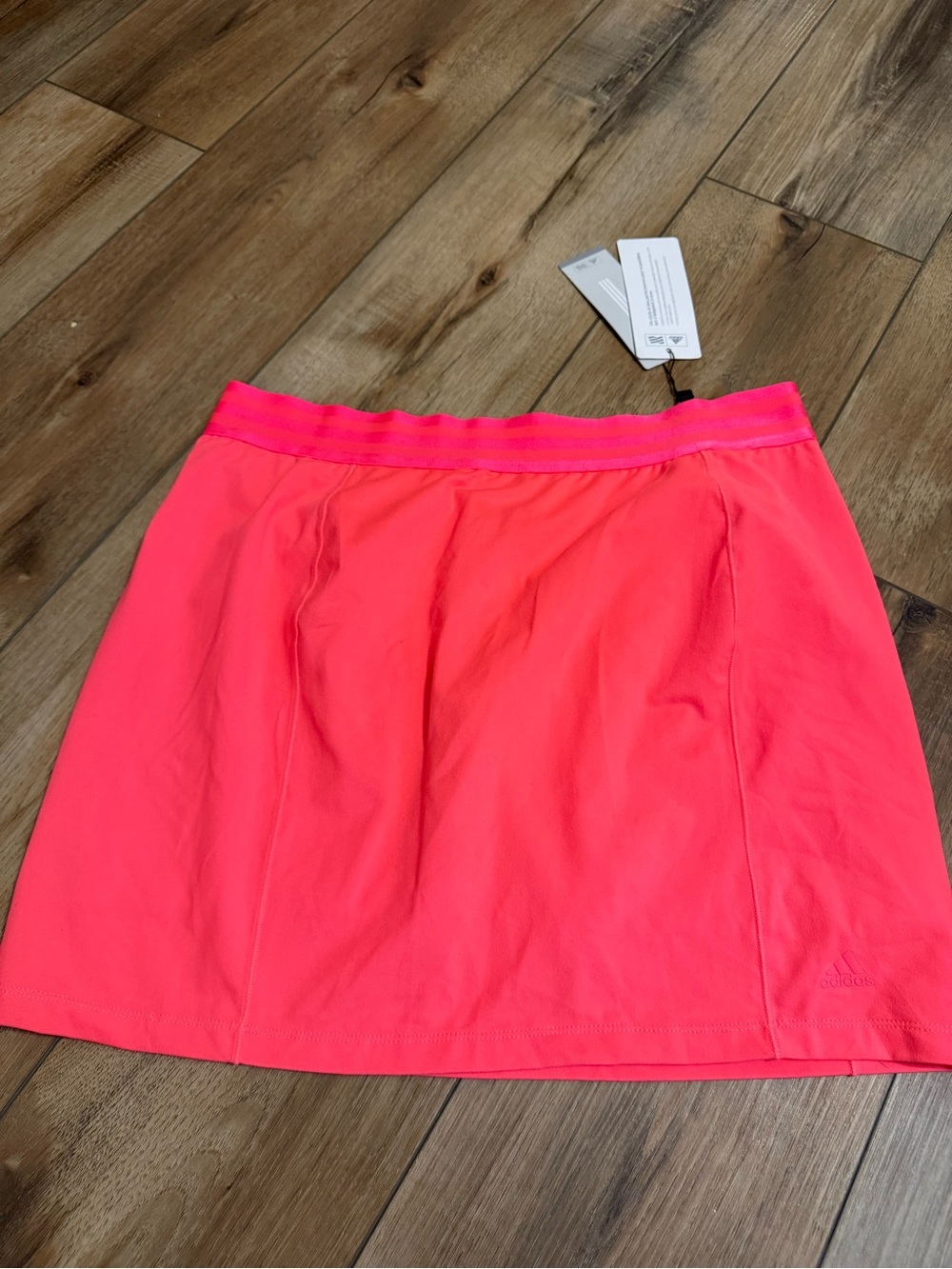 adidas Neon Coral Mini Skirt with Elastic Waistband - Picture 2 of 4